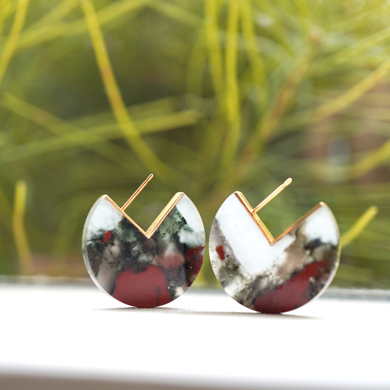 SLICE EARRING  BLOODSTONE #3371