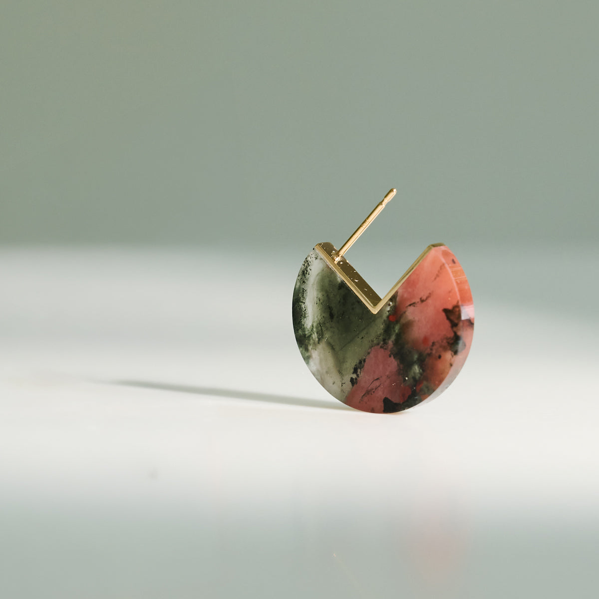 SLICE MINI EARRING SINGLE BLOOD STONE #4322