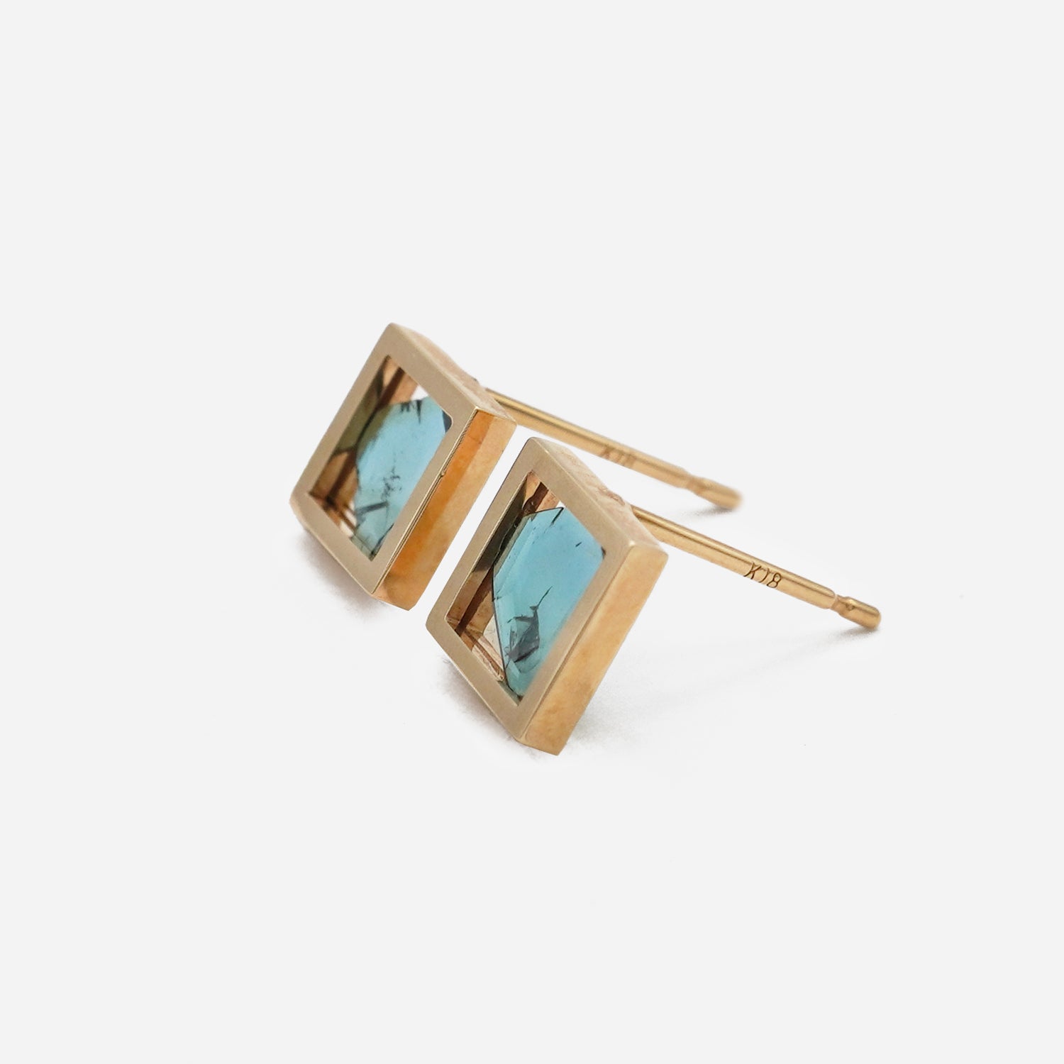 FRAME DIAMOND EARRINGS BLUE #2652