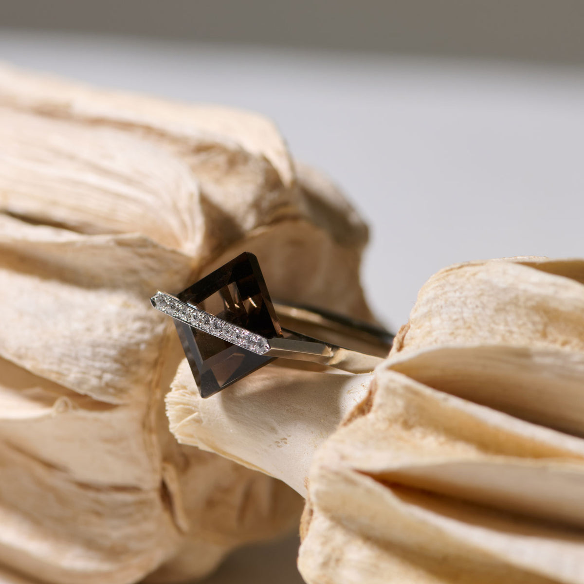 BAND RING SMOKYQUARTZ+dia #4272