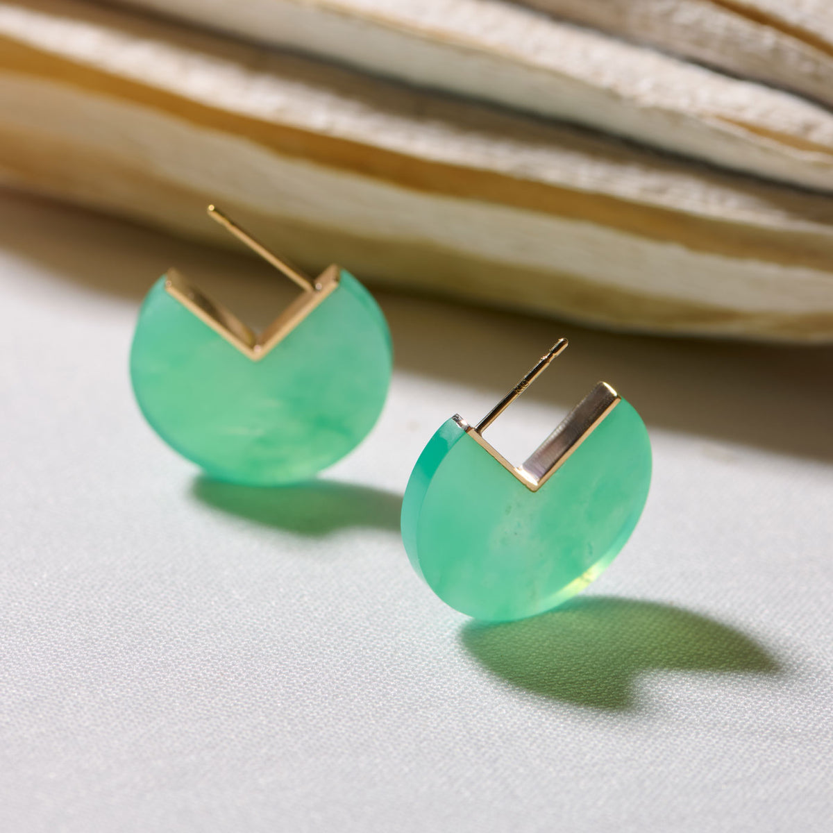 SLICE MINI EARRINGS SINGLE CHRYSOPRASE#4209