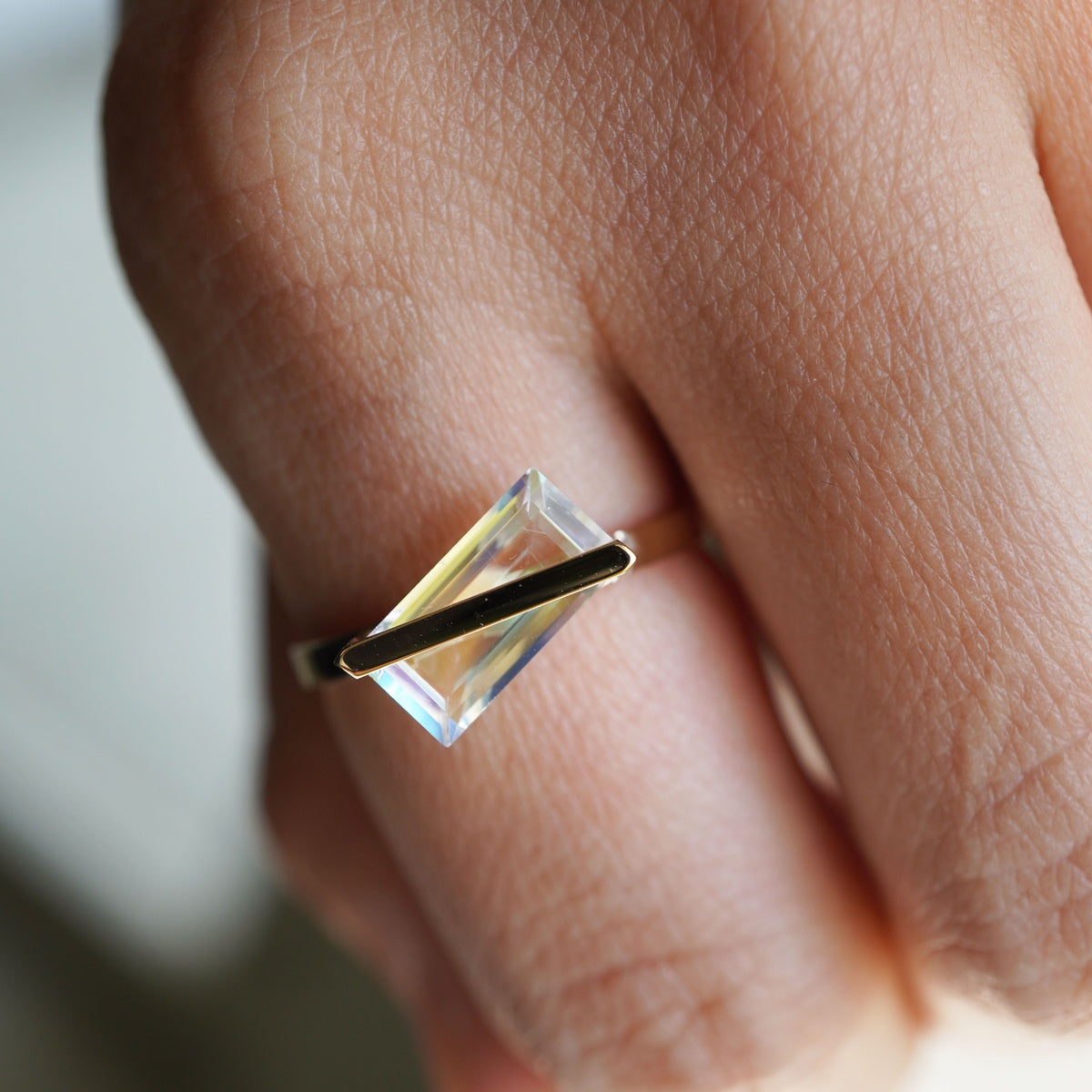 BAND RING RAINBOW MOONSTONE#4243
