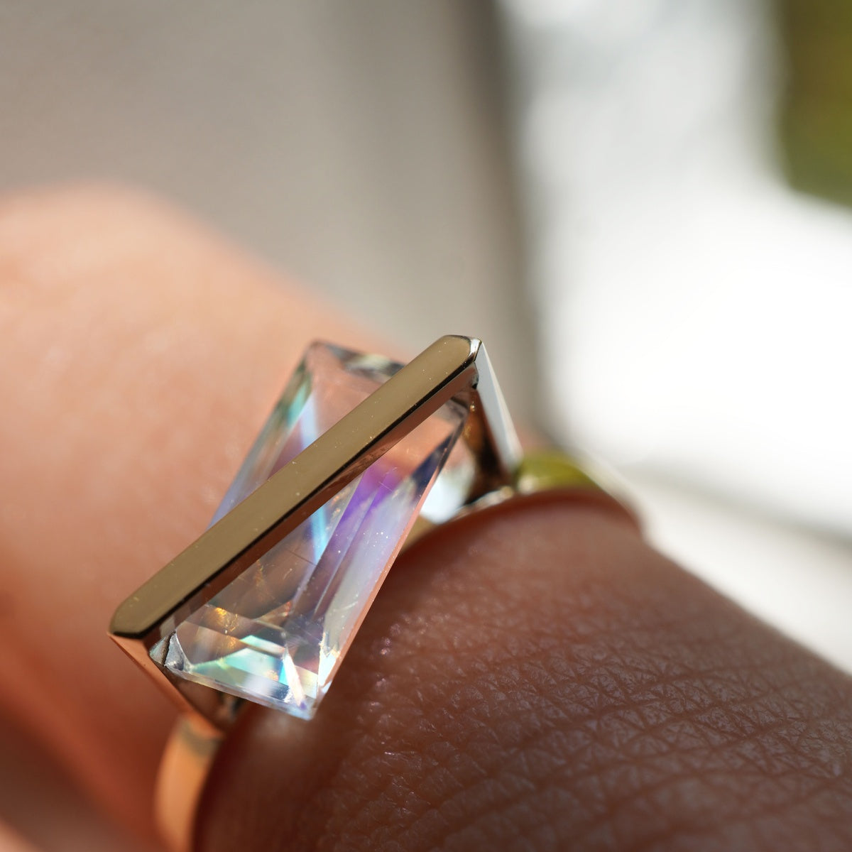 BAND RING RAINBOW MOONSTONE#4243