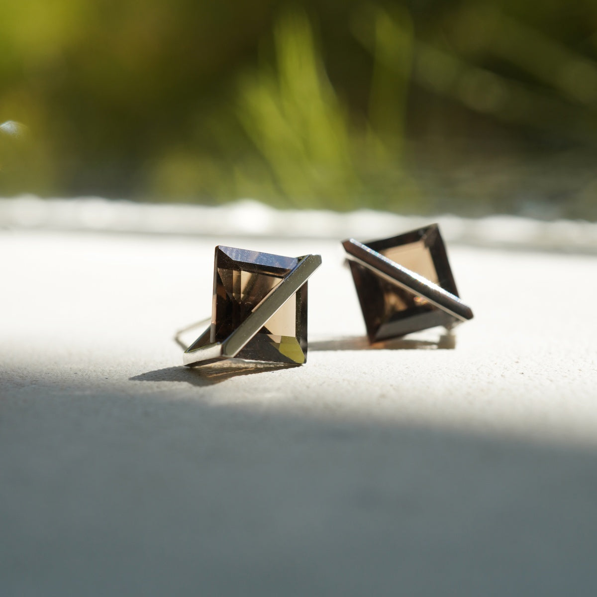 BAND EARRINGS SMOKY QUARTZ #4252