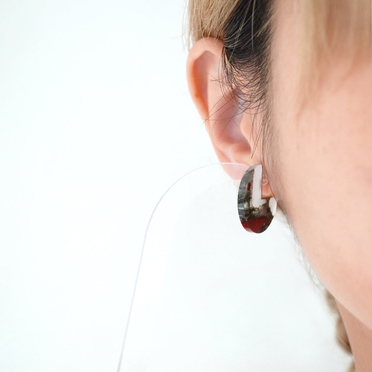 SLICE EARRING  BLOODSTONE #3371