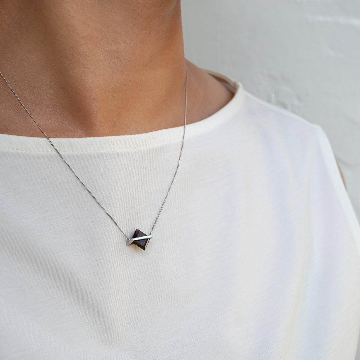 BAND NECKLACE SMOKY QUARTZ#4261