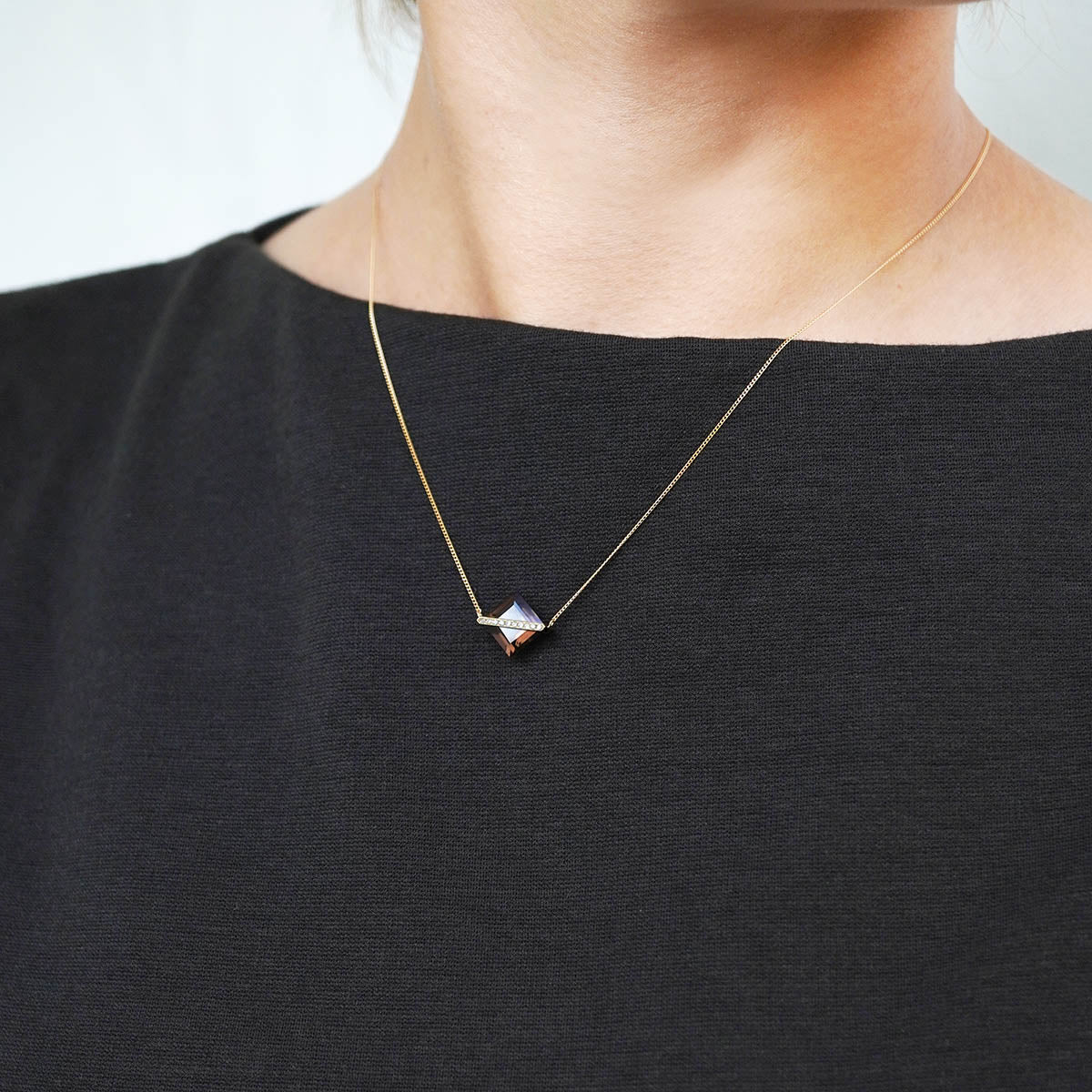 BAND NECKLACE SMOKY QUARTZ+DIAMOND #4289