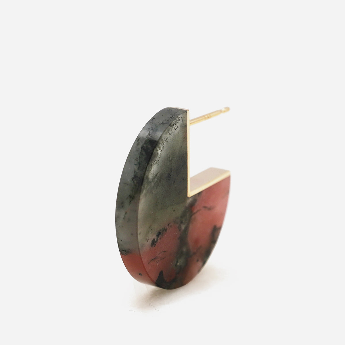 SLICE MINI EARRING SINGLE BLOOD STONE #4322