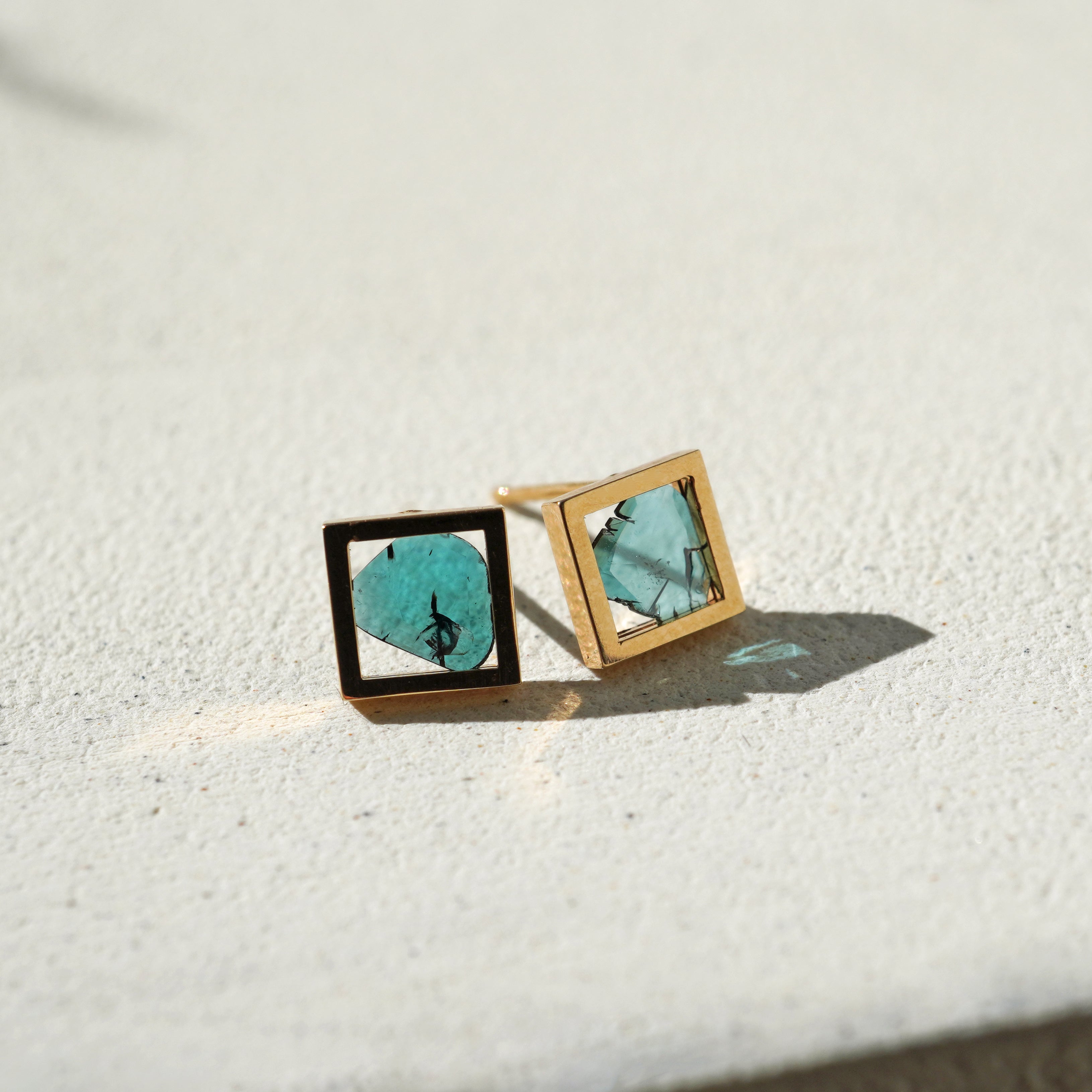 FRAME DIAMOND EARRINGS BLUE #2652