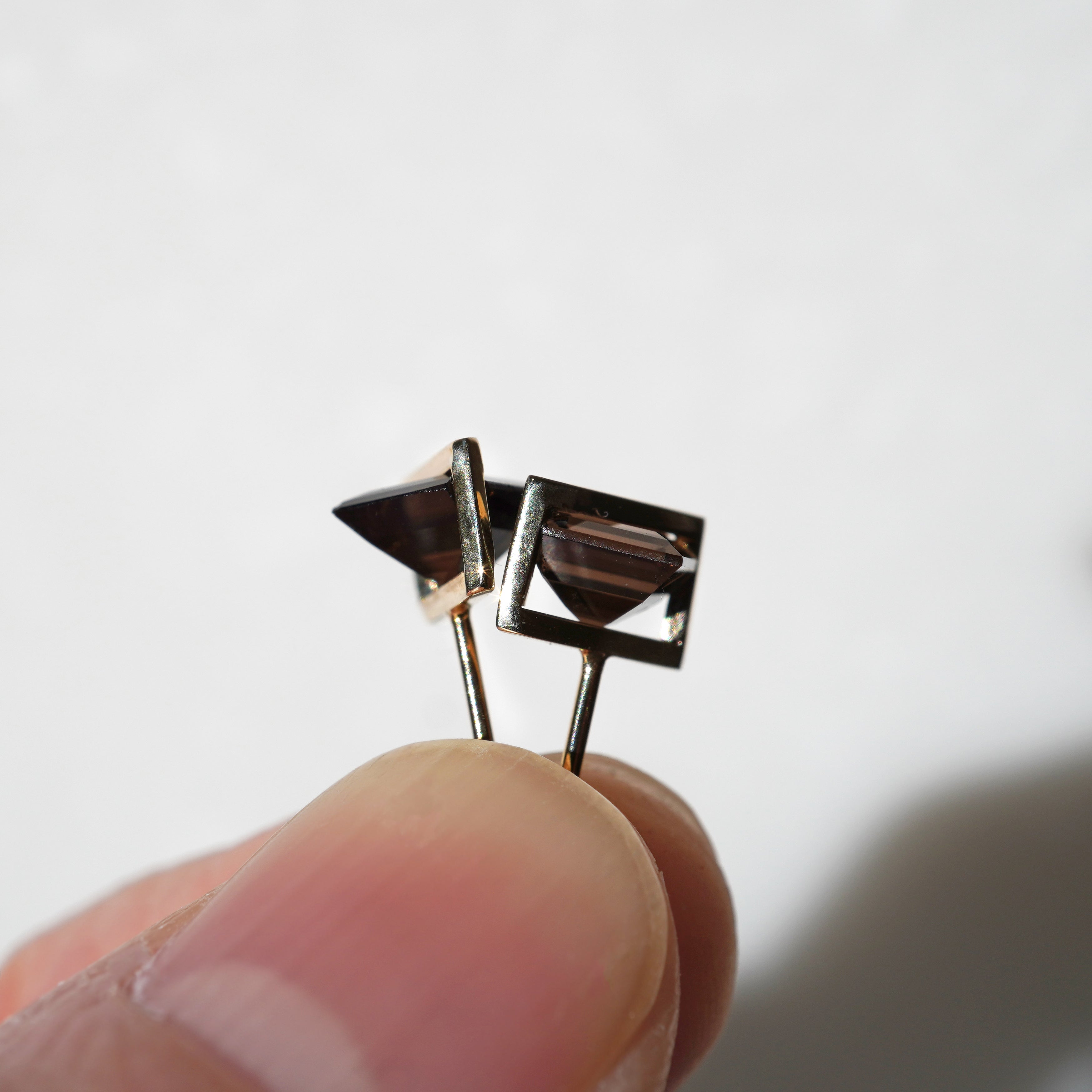 BAND EARRINGS SMOKY QUARTZ #3246