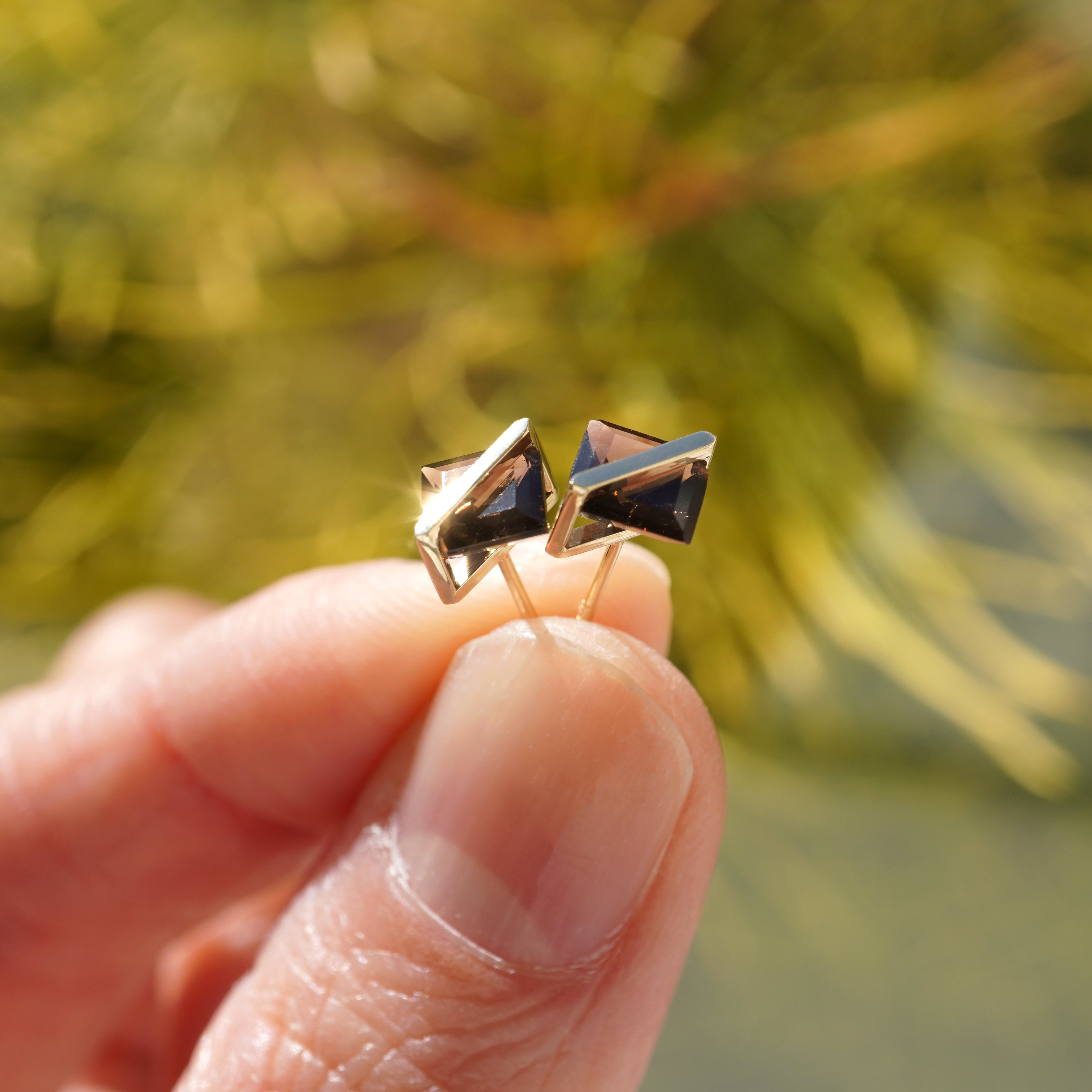 BAND EARRINGS SMOKY QUARTZ #3246