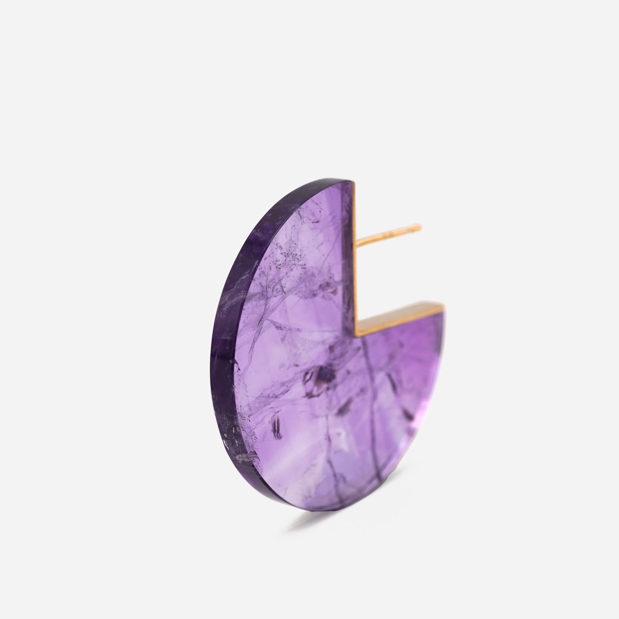 SLICE EARRING SINGLE AMETHYST #2698