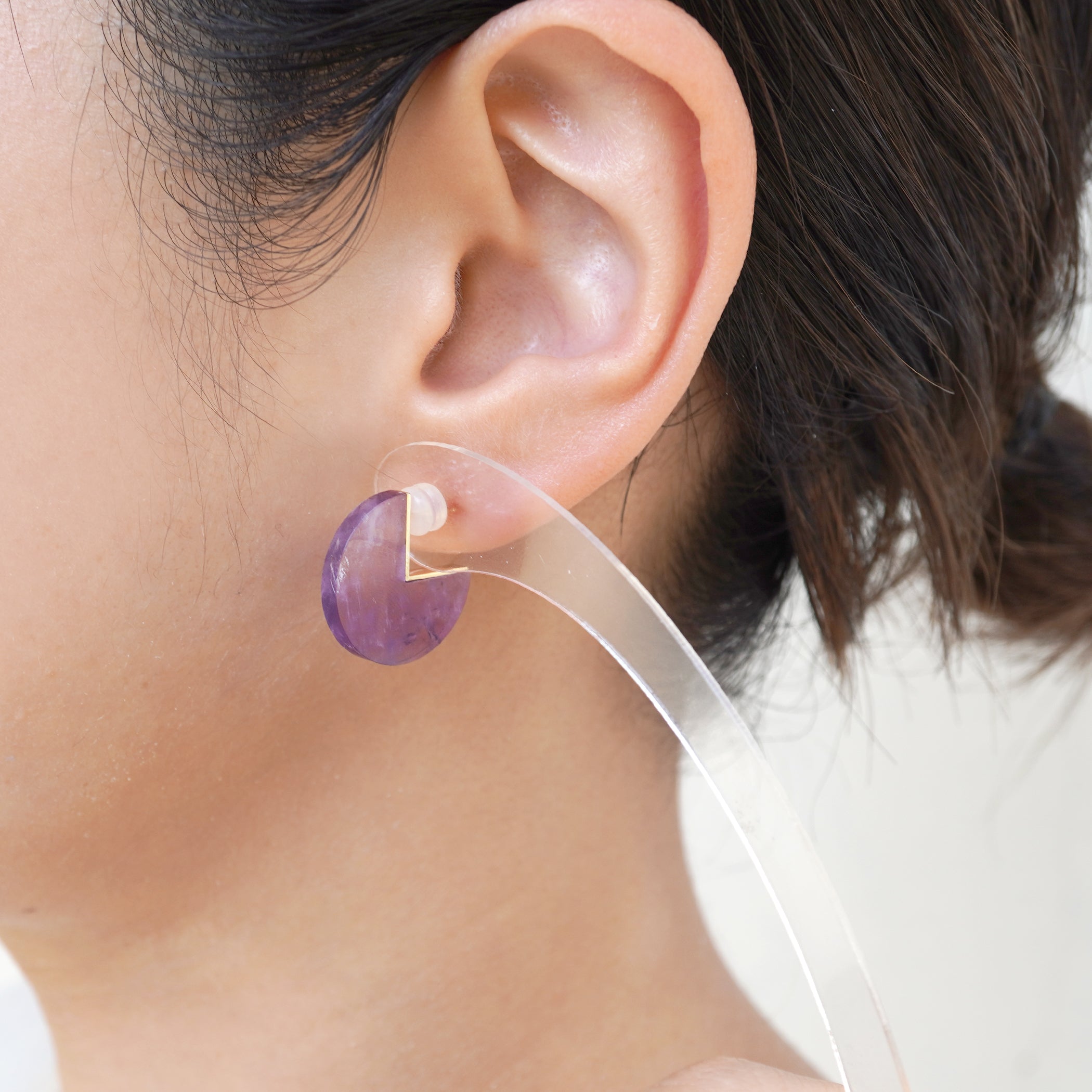 SLICE MINI EARRING SINGLE AMETYST#3398