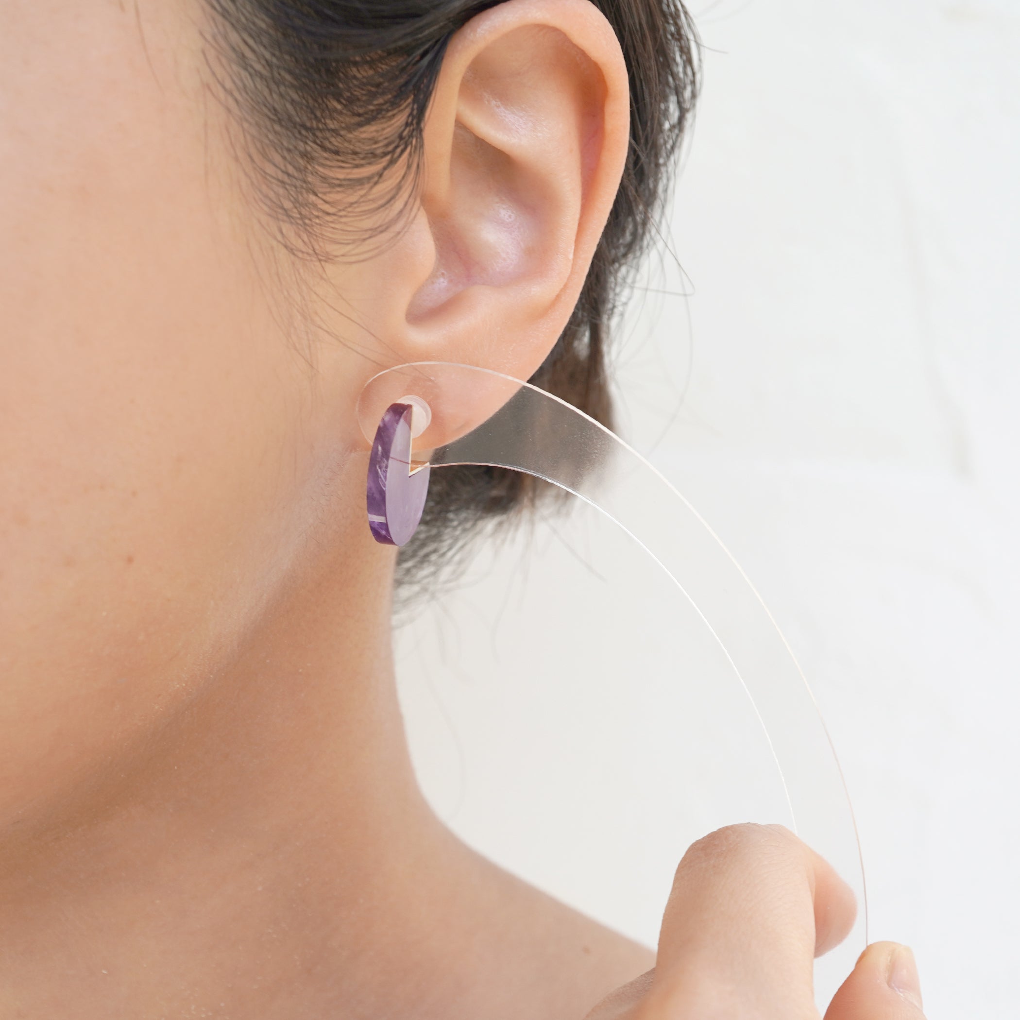 SLICE MINI EARRING SINGLE AMETYST#3398