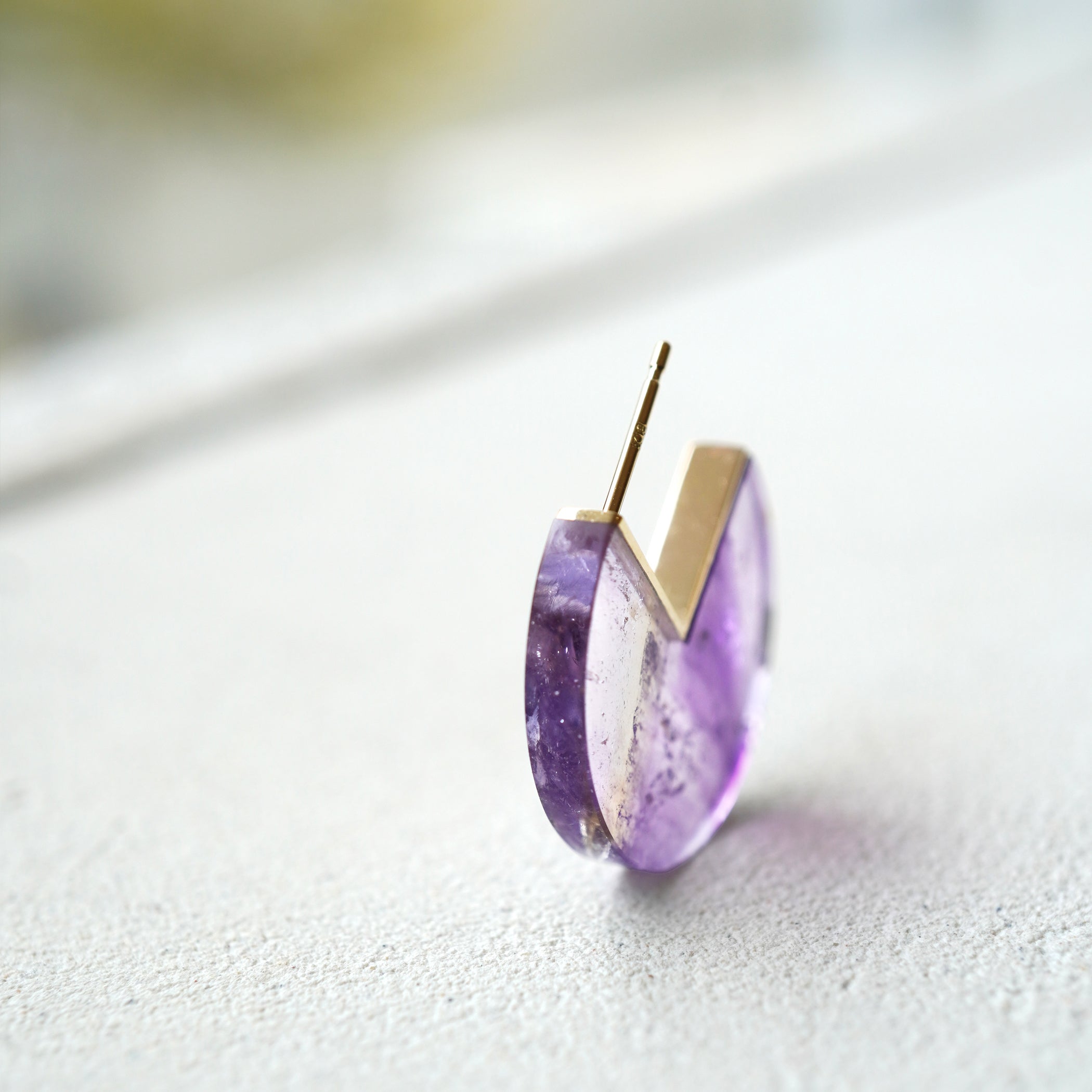 SLICE MINI EARRINGS SINGLE AMETHYST #3806