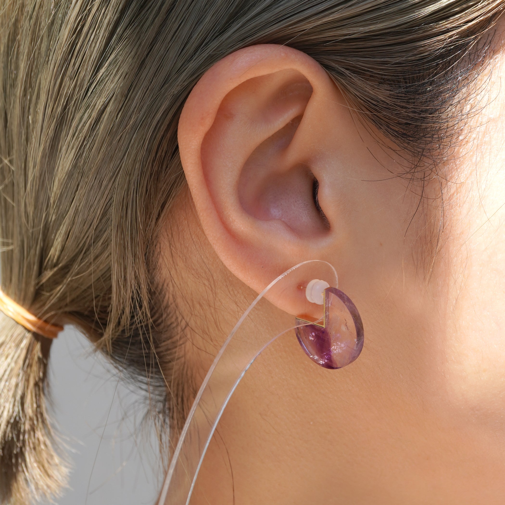 SLICE MINI EARRINGS SINGLE AMETHYST #3806