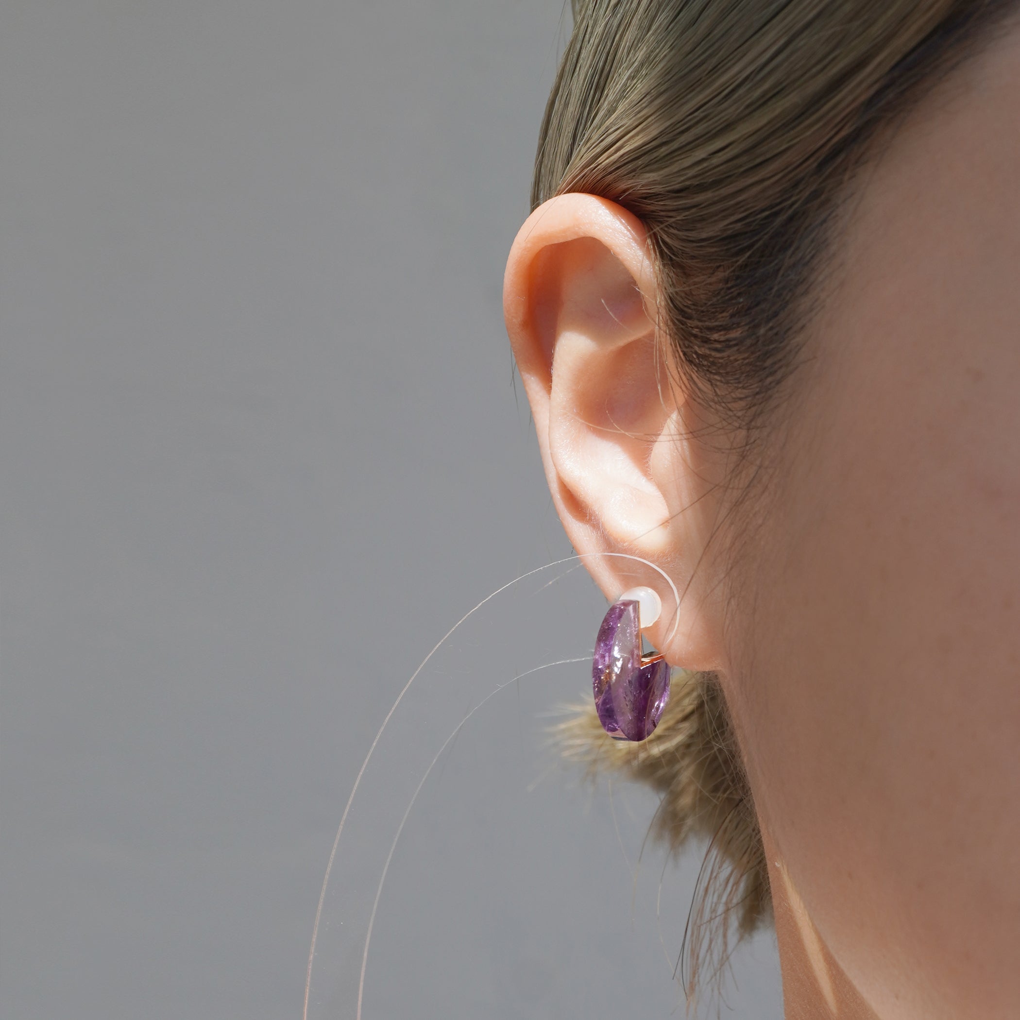 SLICE MINI EARRINGS SINGLE AMETHYST #3806