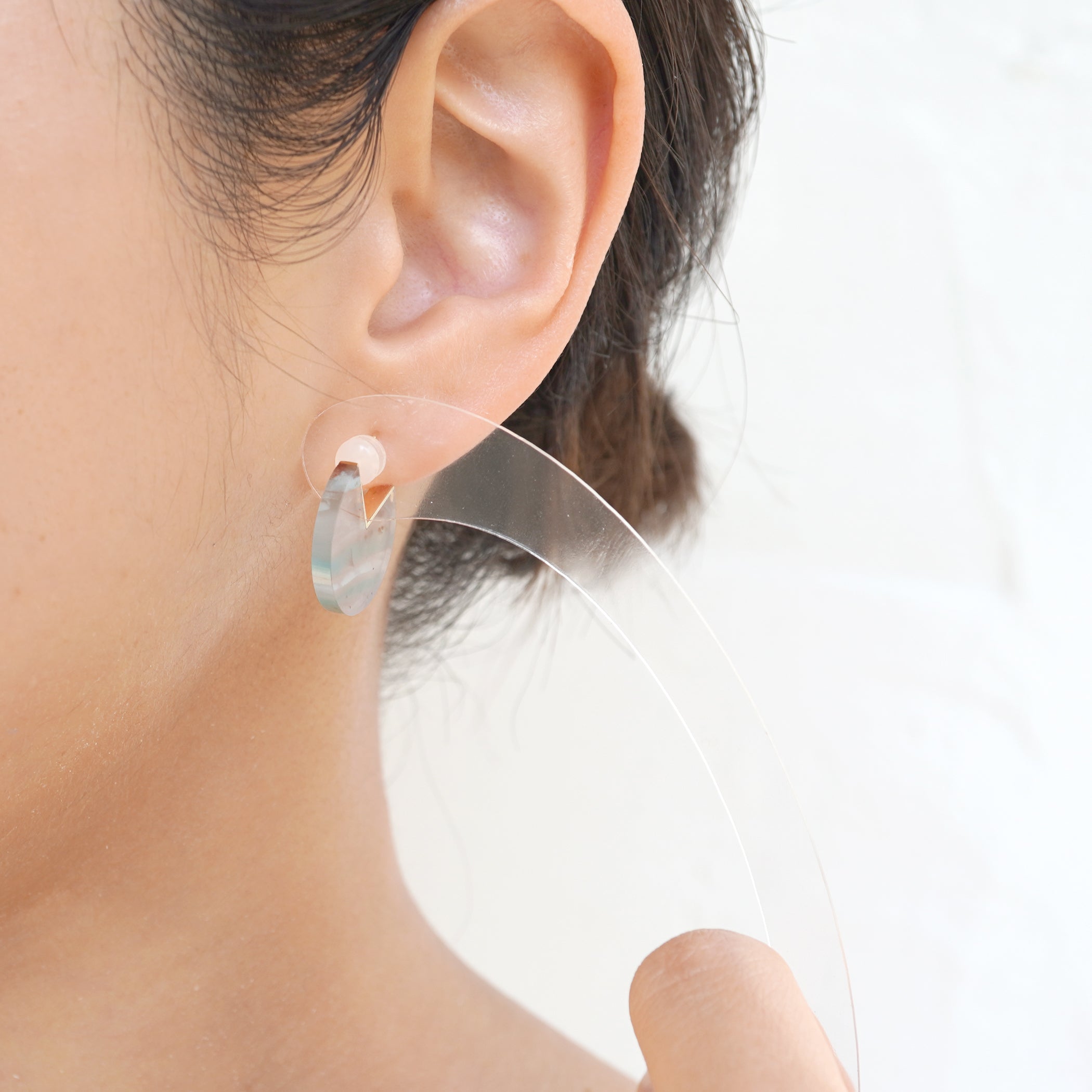 SLICE MINI EARRING SINGLE AQUA PRASE#3402