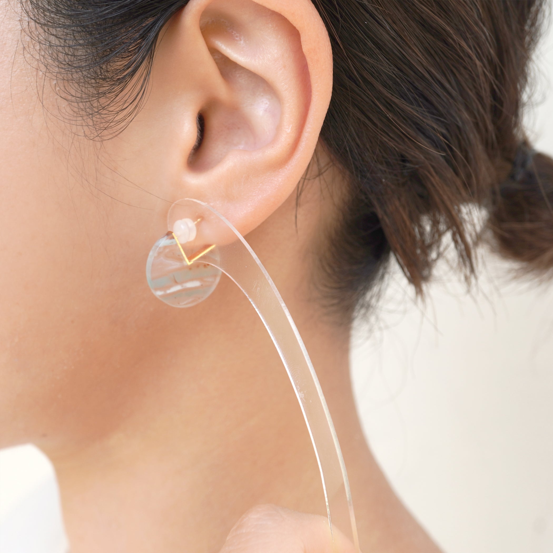 SLICE MINI EARRING SINGLE AQUA PRASE#3402