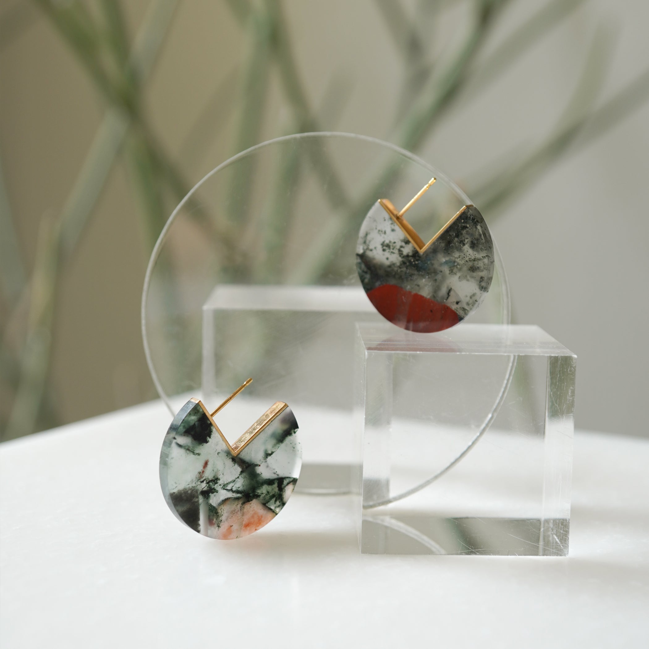 SLICE EARRINGS BLOODSTONE #3370