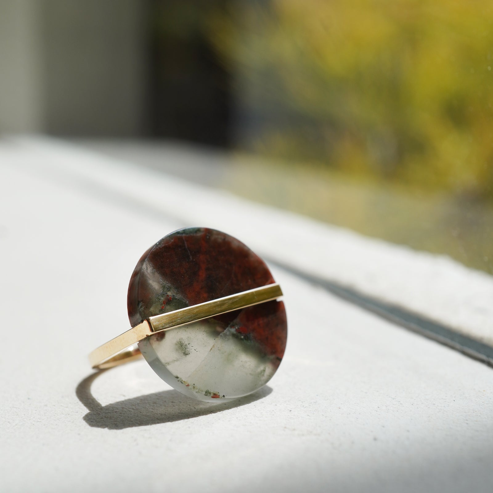 SLICE RING BLOOD STONE#4140