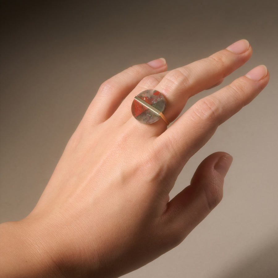 SLICE RING BLOOD STONE#3968