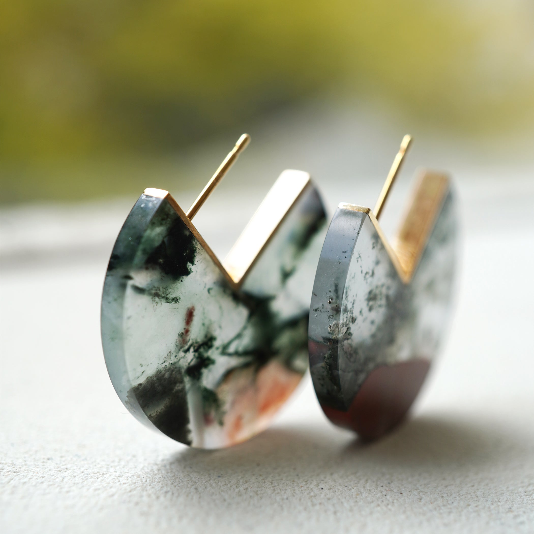 SLICE EARRINGS BLOODSTONE #3370