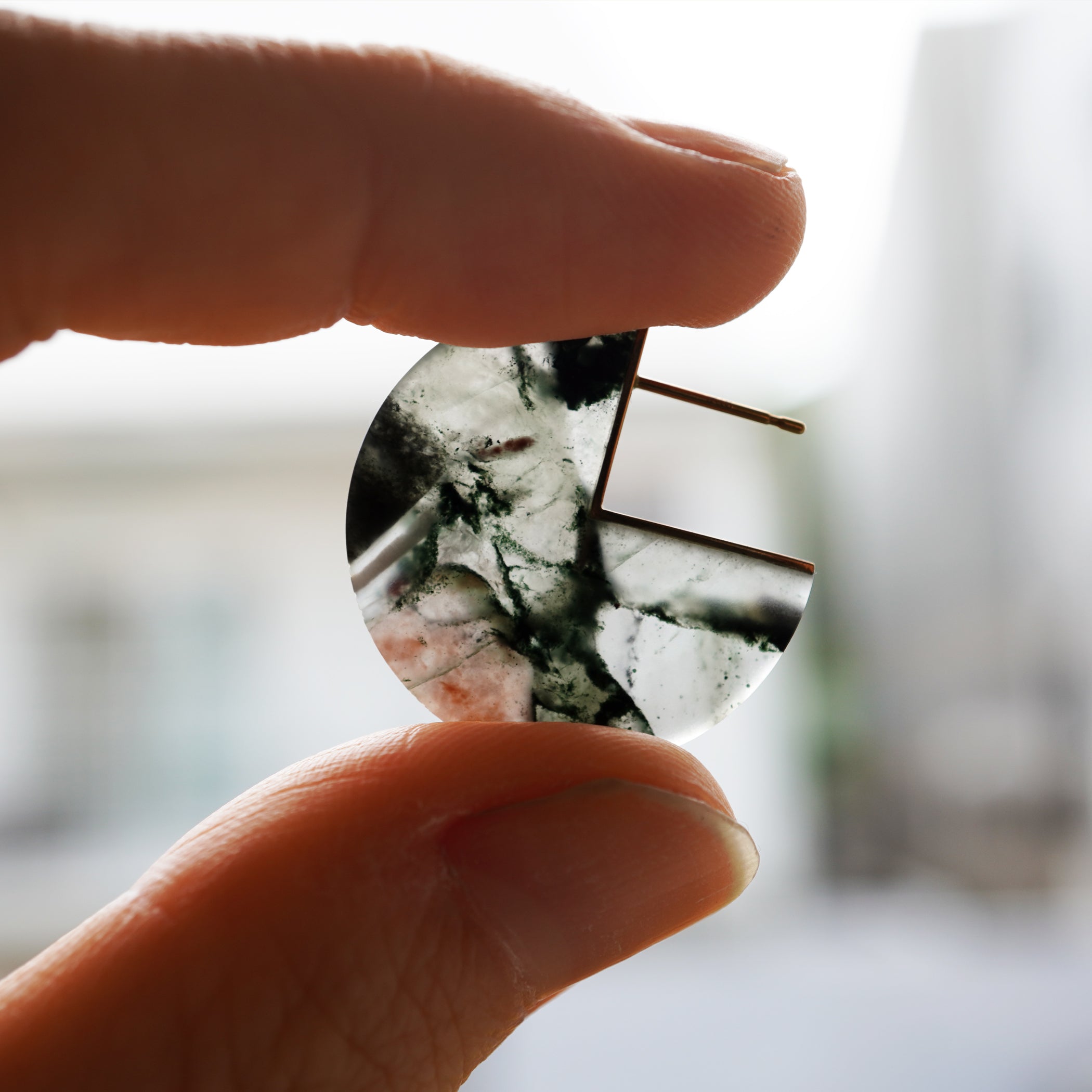 SLICE EARRINGS BLOODSTONE #3370