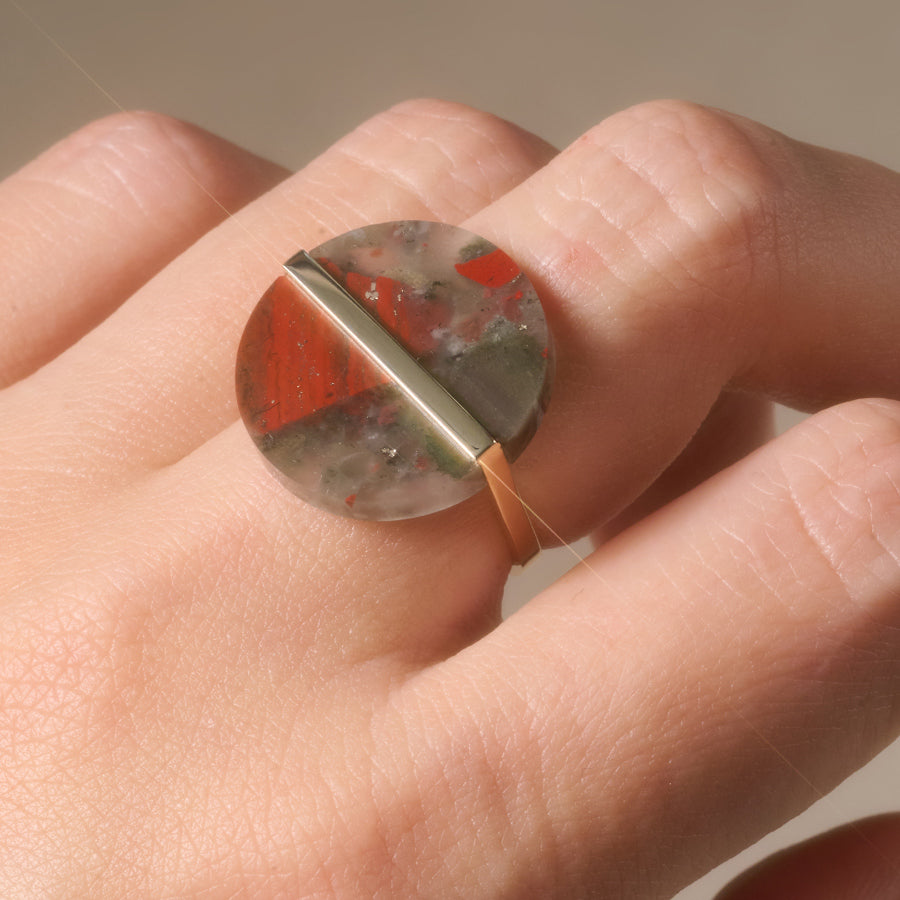 SLICE RING BLOOD STONE#3968