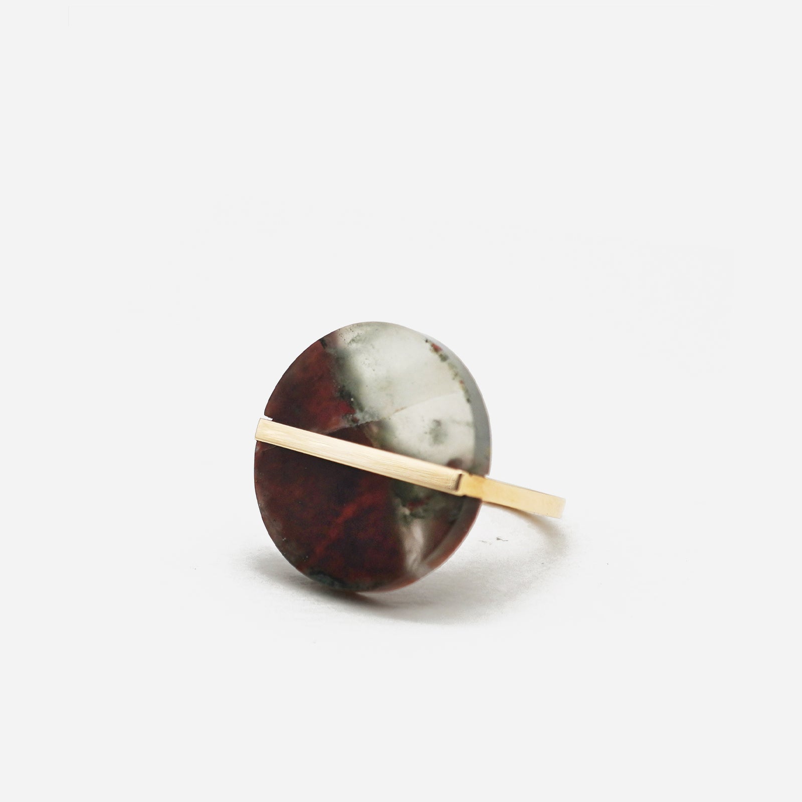 SLICE RING BLOOD STONE#4140