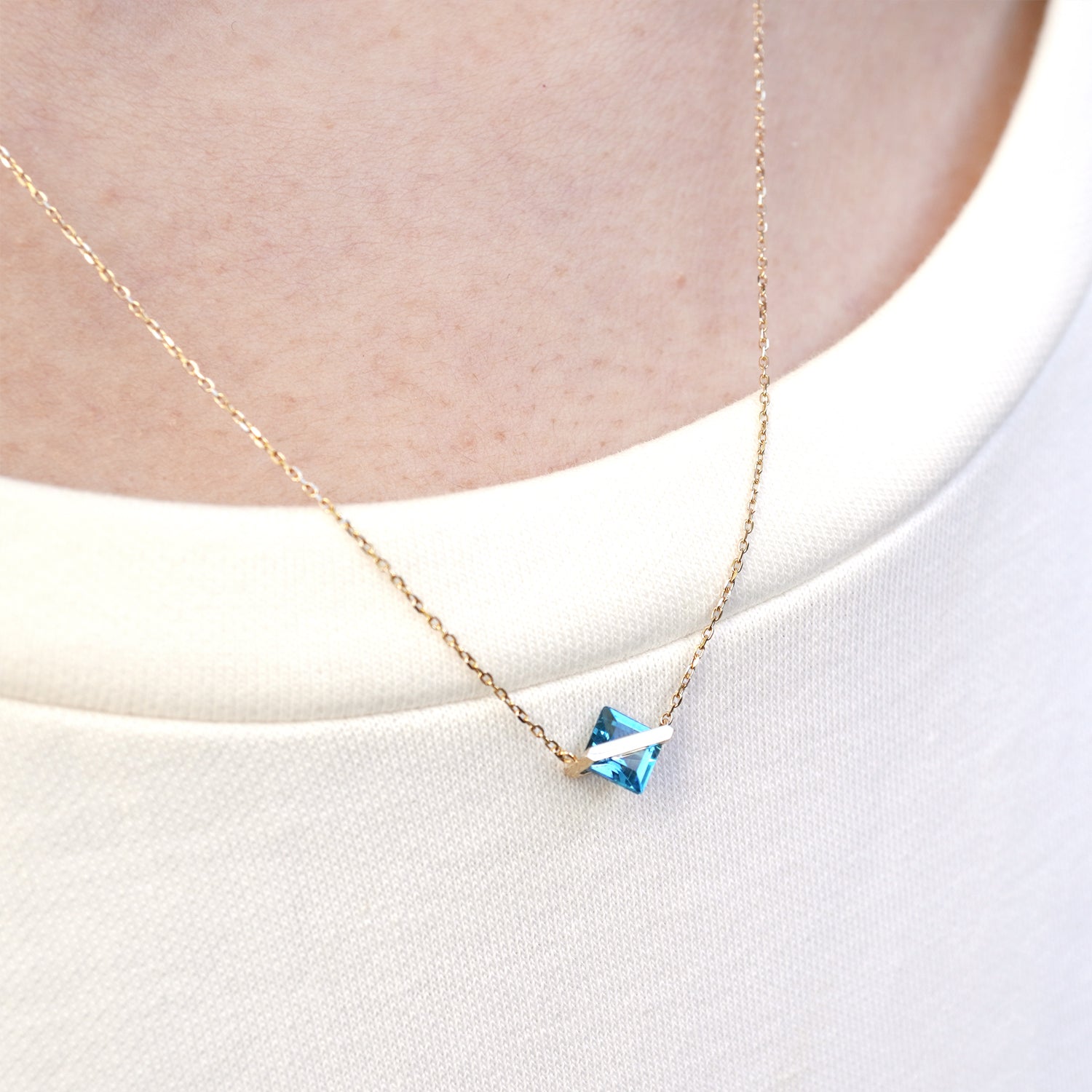 BAND NECKLACE BLUE TOPAZ #3259