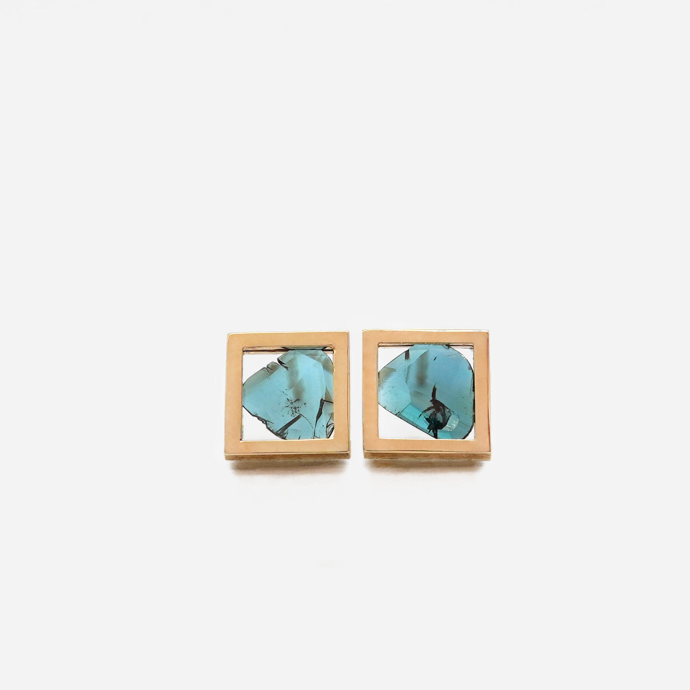FRAME DIAMOND EARRINGS BLUE #2652