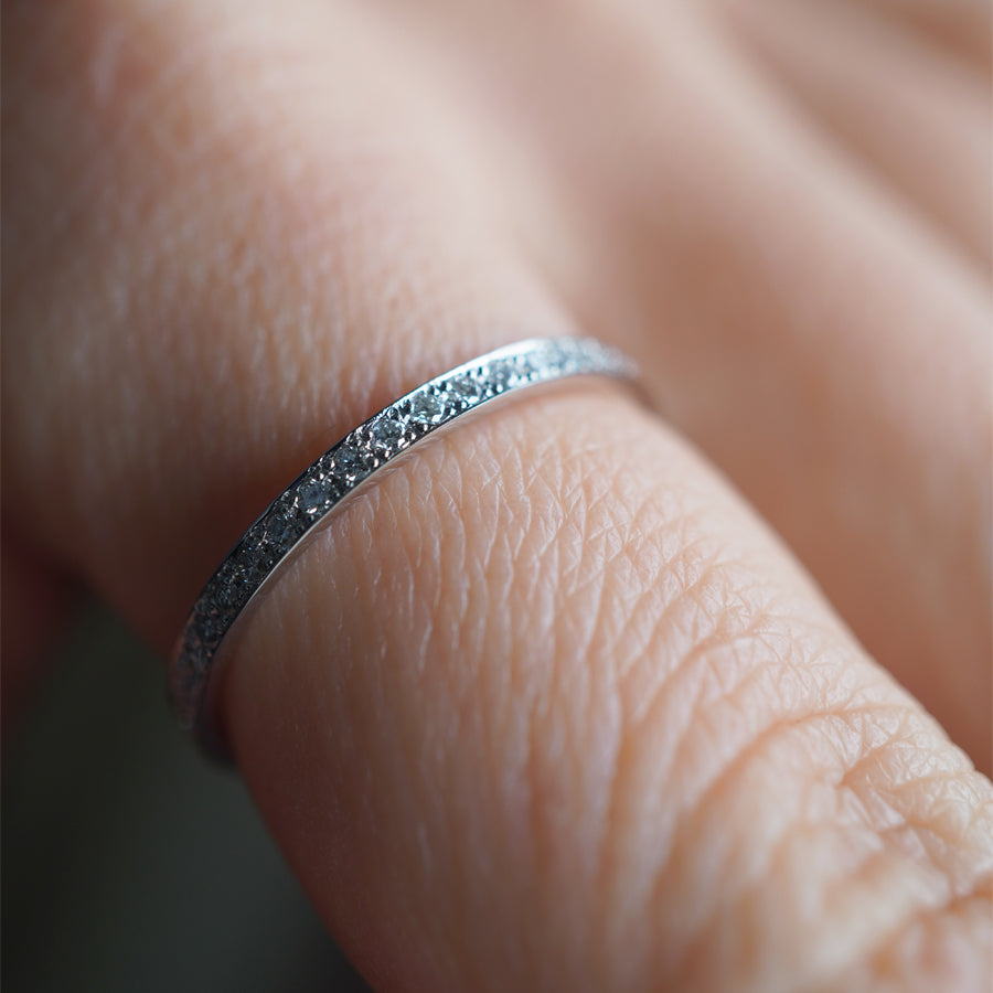 BAND BESIDE HALF ETERNITY PLATINUM RING