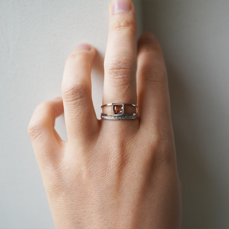 BAND BESIDE HALF ETERNITY PLATINUM RING