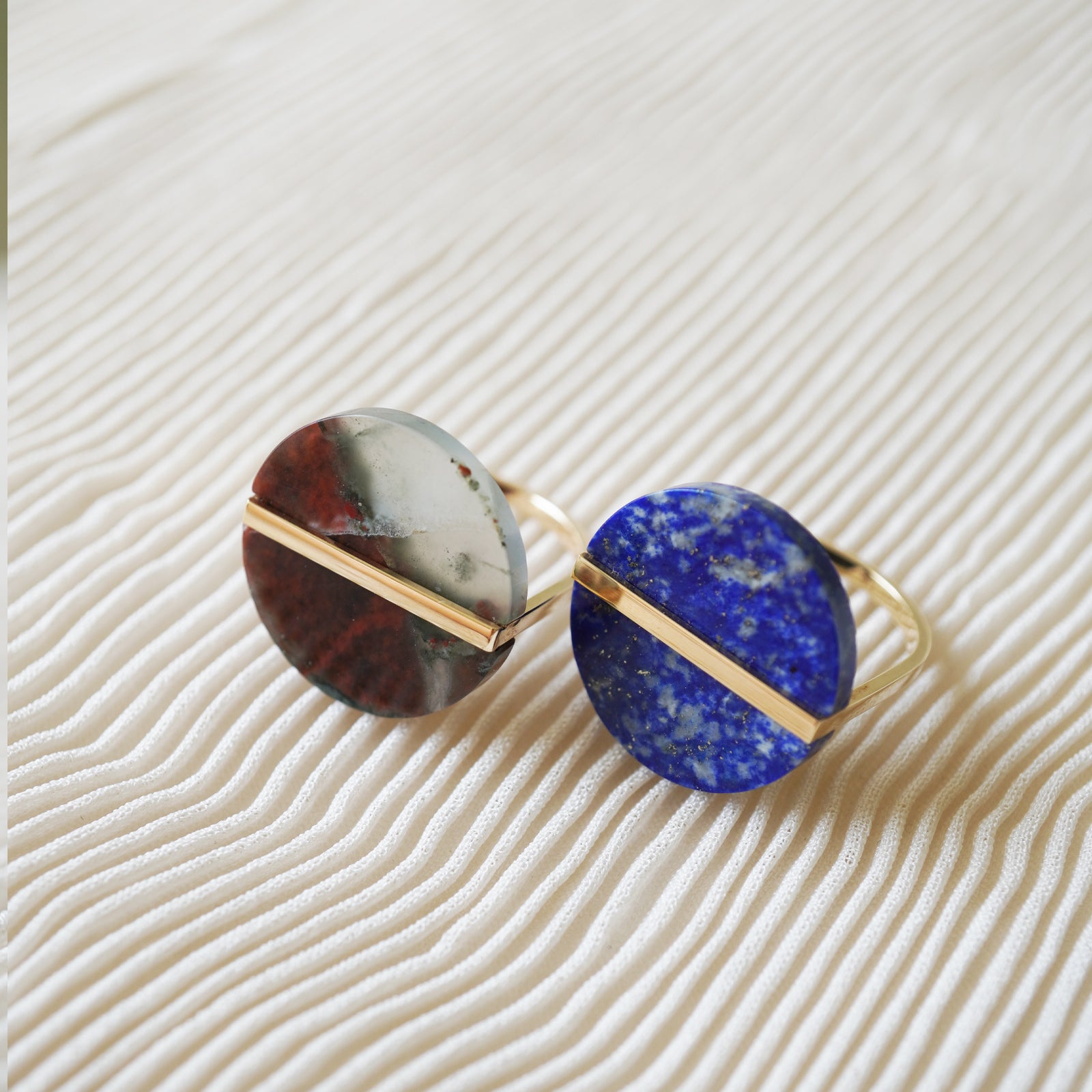 SLICE RING BLOOD STONE#4140