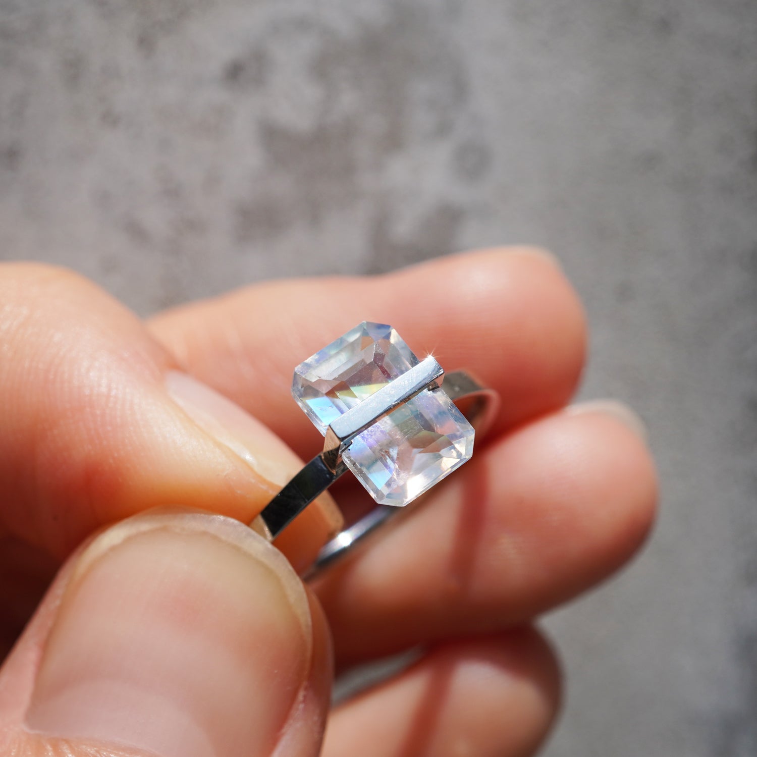BAND RING RAINBOW MOONSTONE#4104