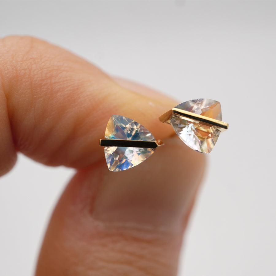 BAND EARRINGS RAINBOW MOONSTONE #3869