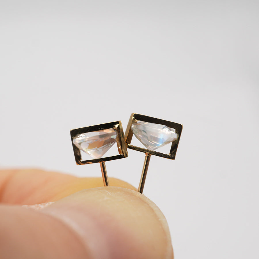 BAND EARRINGS RAINBOW MOONSTONE #3869