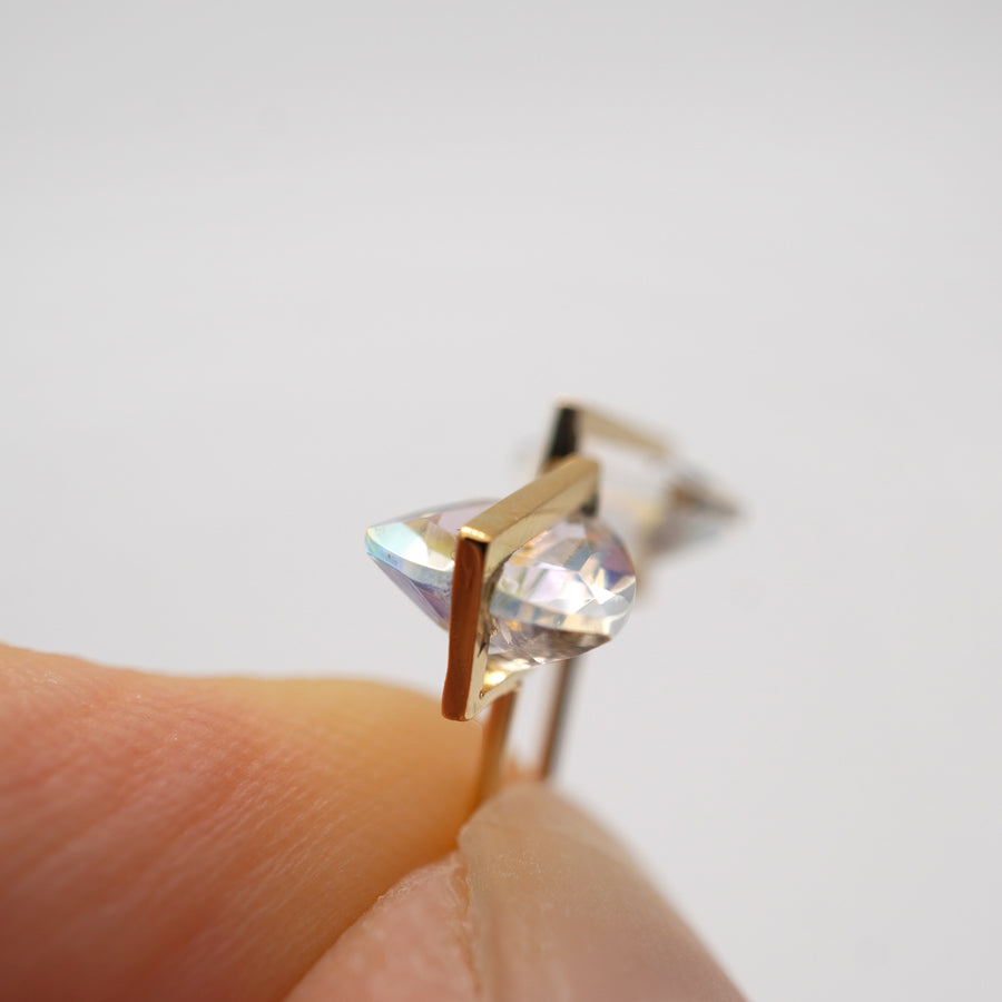 BAND EARRINGS RAINBOW MOONSTONE #3869