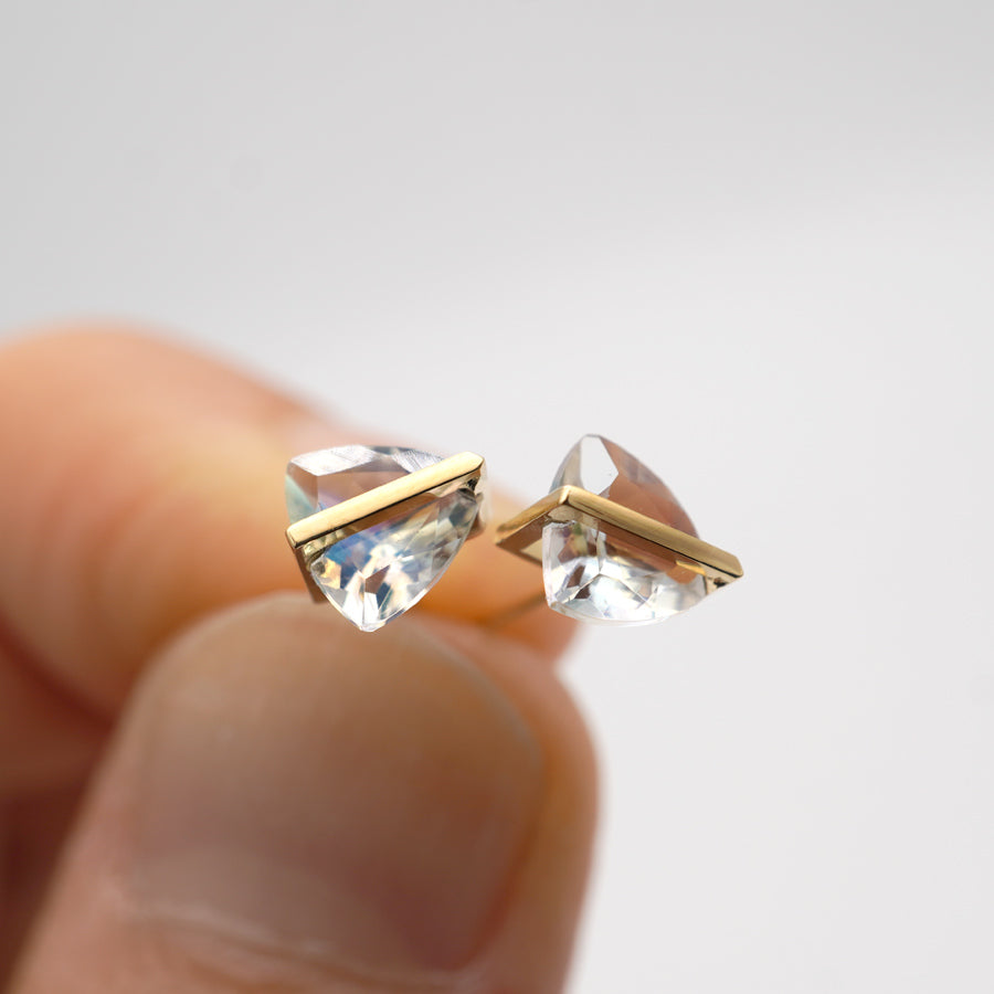 BAND EARRINGS RAINBOW MOONSTONE #3869