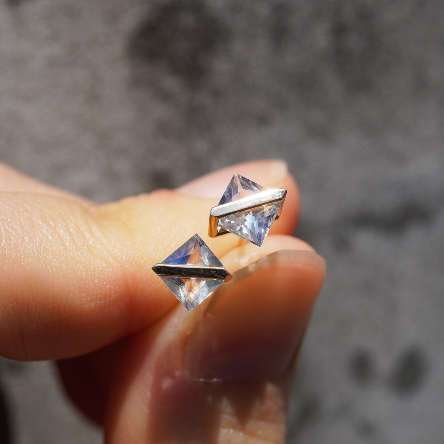 BAND EARRINGS RAINBOW MOONSTONE #4188