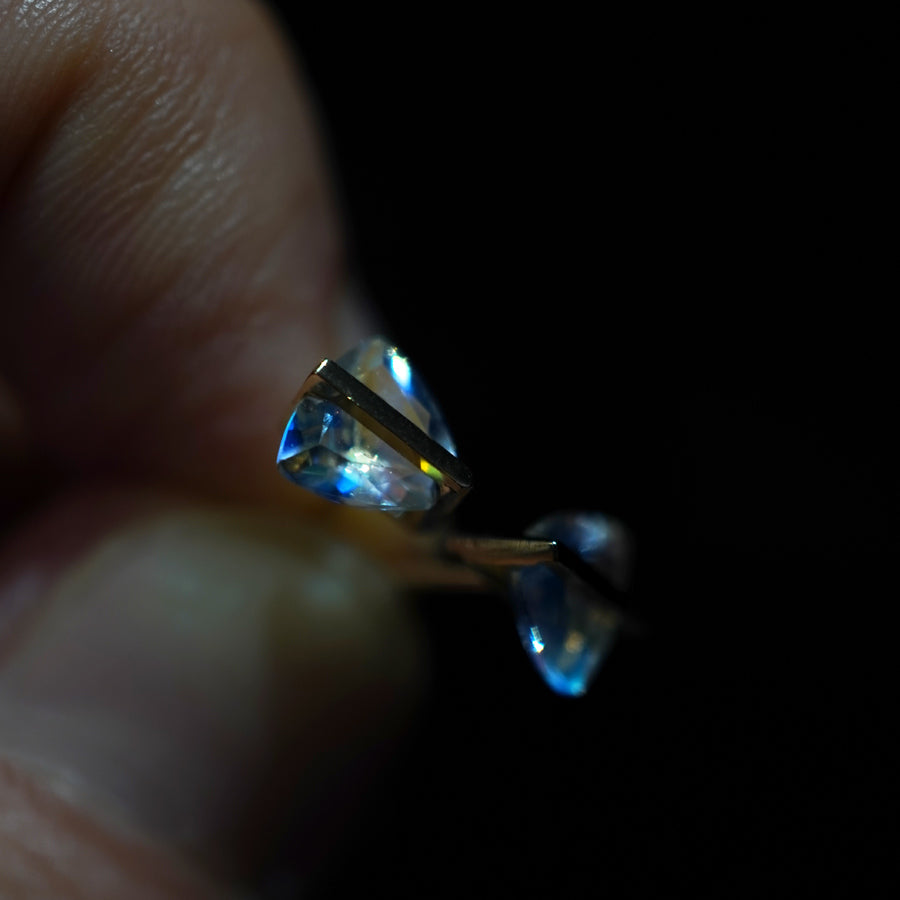 BAND EARRINGS RAINBOW MOONSTONE #3869