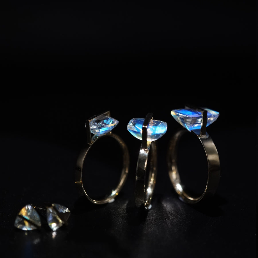 BAND RING RAINBOW MOONSTONE#3868