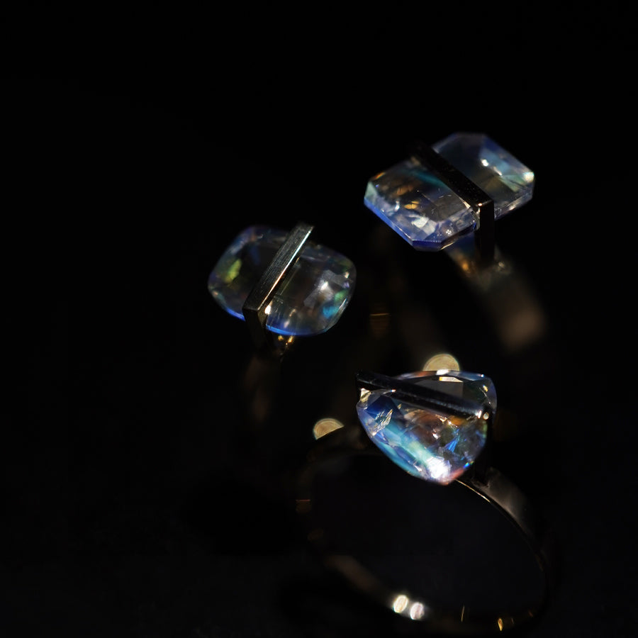 BAND RING RAINBOW MOONSTONE#3866