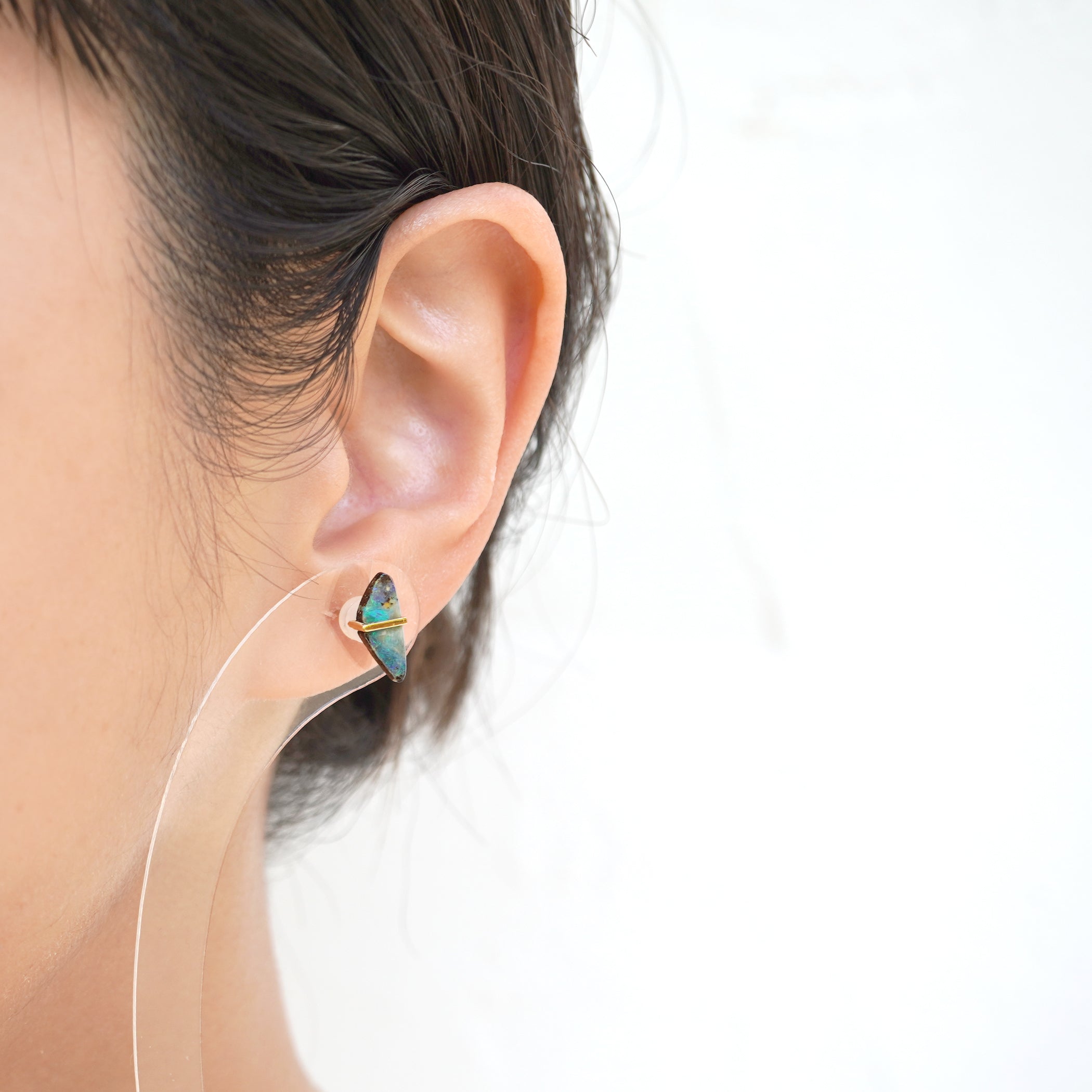 BAND SINGLE EARRING BOULDER OPAL #3363