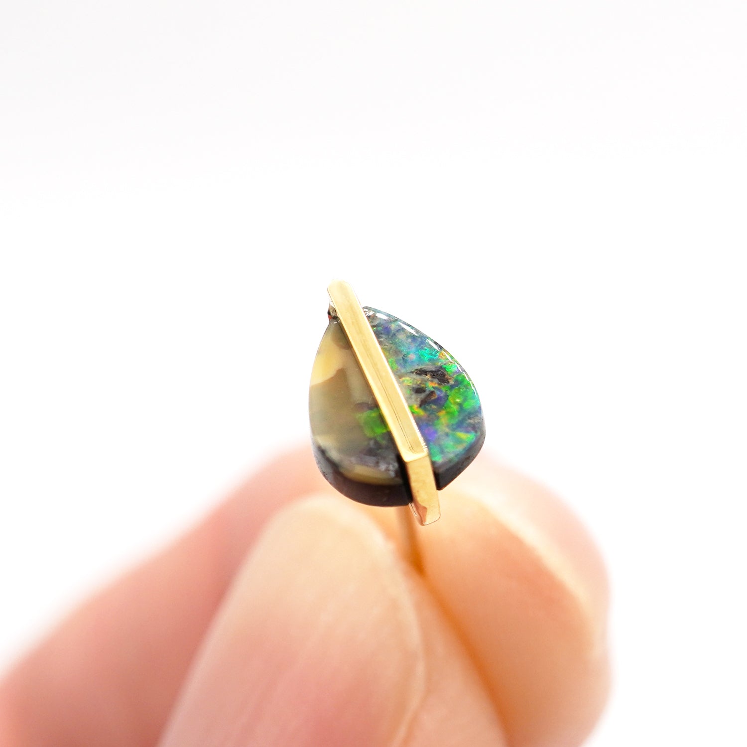 BAND SINGLE EARRING BOULDER OPAL #3323