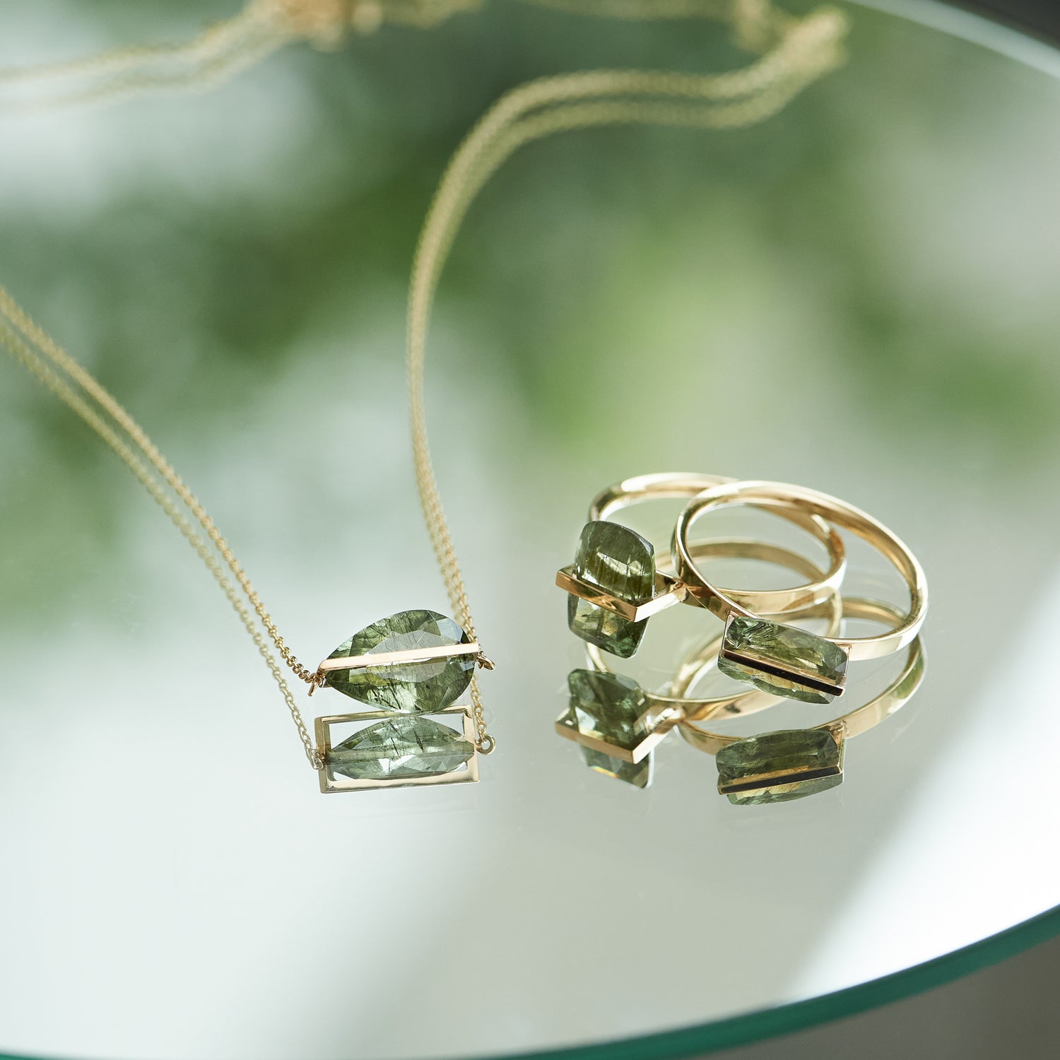 BAND NECKLACE RUTIL PERIDOT#3923