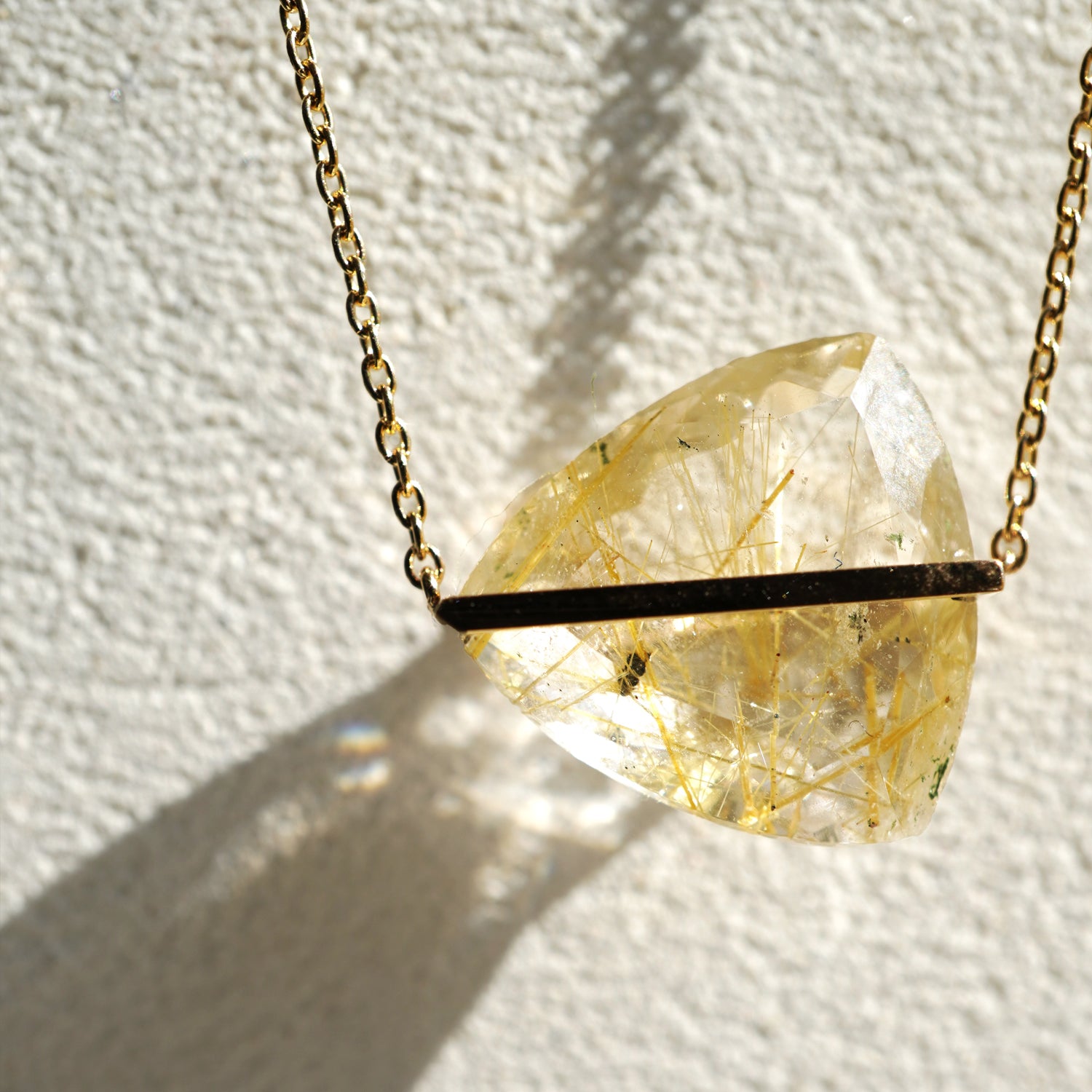 Rutilated Quartz necklace 50cm k10YG
