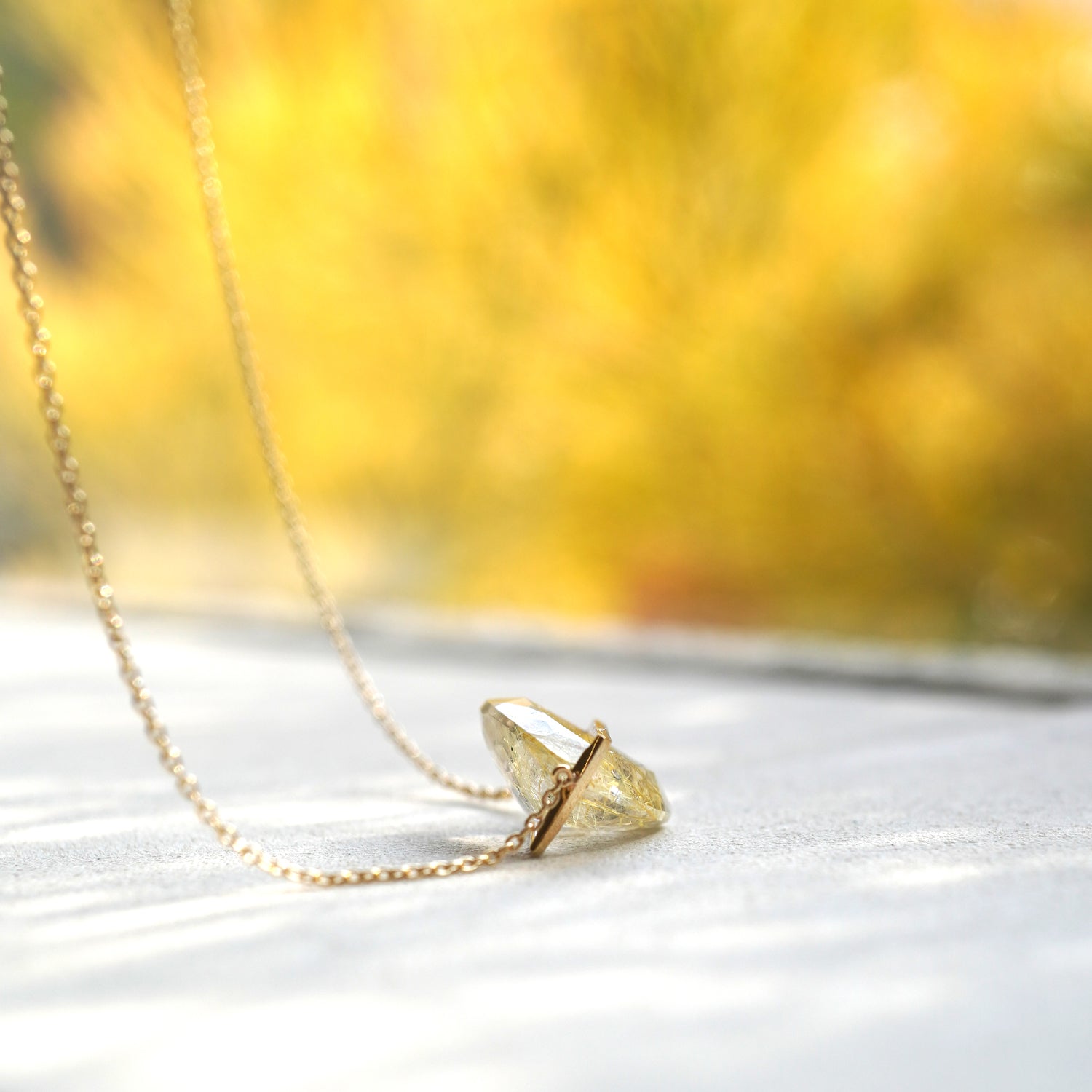Rutilated Quartz necklace 50cm k10YG