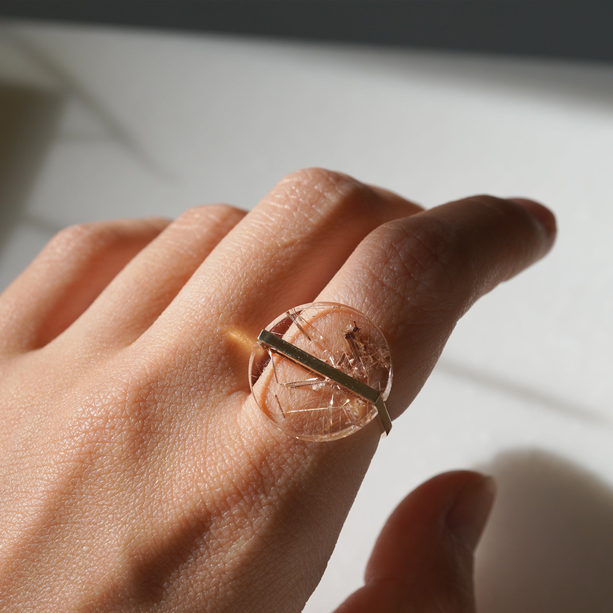 SLICE RING RUTILATED QUARTZ #3475